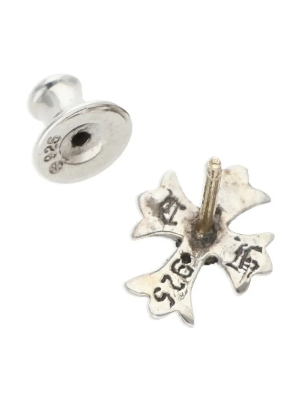 Chrome Hearts No2 CH Dia CH Cross Stud Silver Earrings